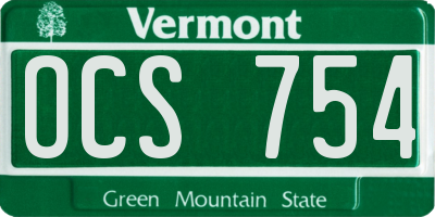 VT license plate OCS754
