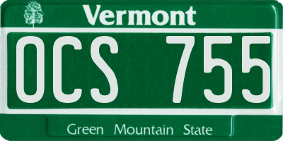 VT license plate OCS755