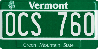 VT license plate OCS760