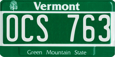 VT license plate OCS763