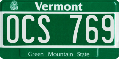 VT license plate OCS769