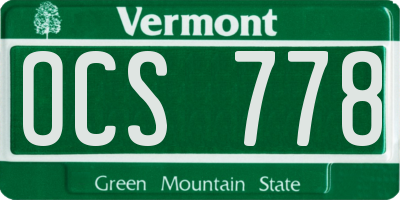 VT license plate OCS778