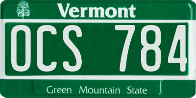 VT license plate OCS784