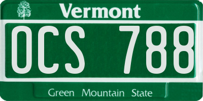 VT license plate OCS788