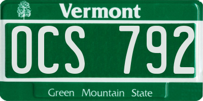 VT license plate OCS792