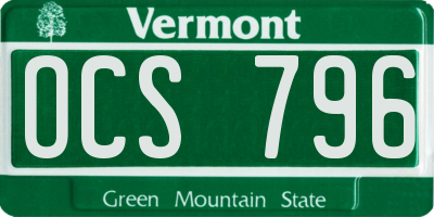 VT license plate OCS796