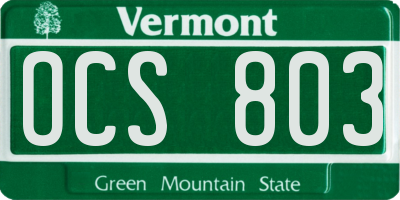 VT license plate OCS803