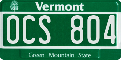 VT license plate OCS804