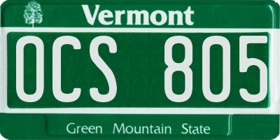 VT license plate OCS805