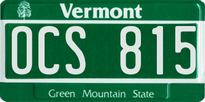 VT license plate OCS815
