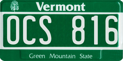 VT license plate OCS816