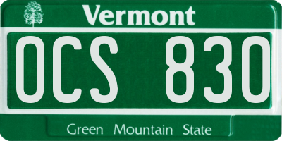 VT license plate OCS830