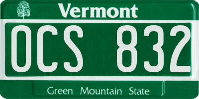 VT license plate OCS832