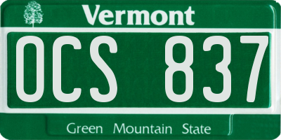 VT license plate OCS837