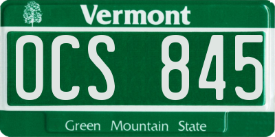 VT license plate OCS845