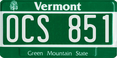 VT license plate OCS851