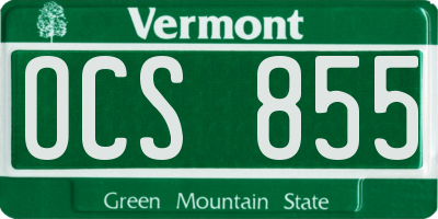 VT license plate OCS855
