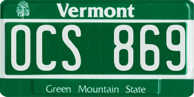 VT license plate OCS869