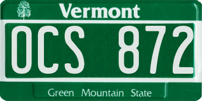 VT license plate OCS872