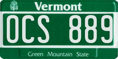 VT license plate OCS889
