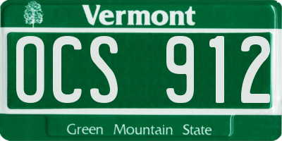 VT license plate OCS912