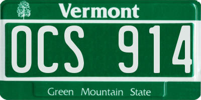 VT license plate OCS914