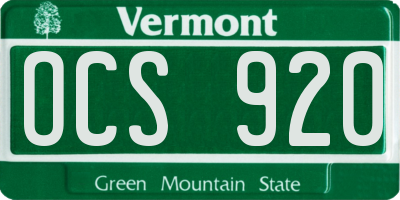 VT license plate OCS920