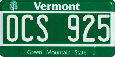 VT license plate OCS925