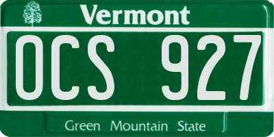 VT license plate OCS927