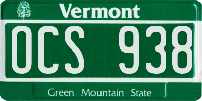 VT license plate OCS938