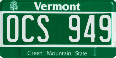 VT license plate OCS949