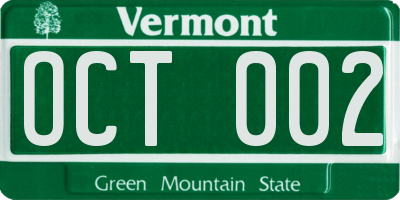 VT license plate OCT002