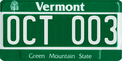 VT license plate OCT003