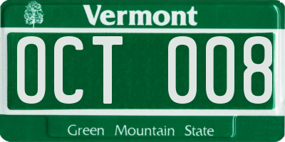 VT license plate OCT008