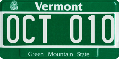 VT license plate OCT010