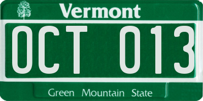 VT license plate OCT013