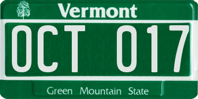VT license plate OCT017