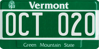 VT license plate OCT020