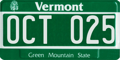 VT license plate OCT025