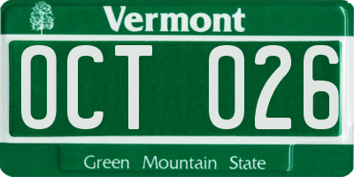 VT license plate OCT026