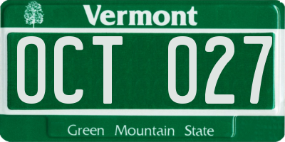 VT license plate OCT027