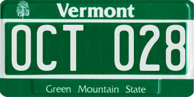 VT license plate OCT028