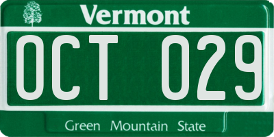 VT license plate OCT029