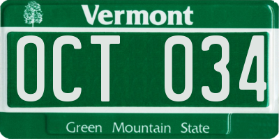 VT license plate OCT034
