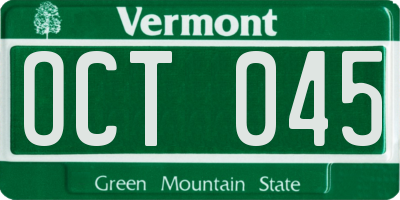 VT license plate OCT045