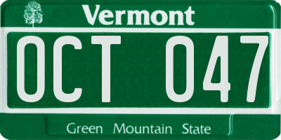 VT license plate OCT047