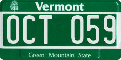 VT license plate OCT059