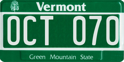 VT license plate OCT070
