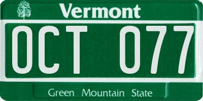 VT license plate OCT077