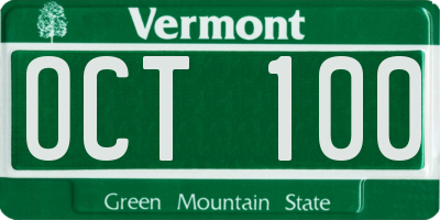 VT license plate OCT100